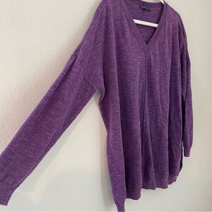 Eileen Fisher Purple Tunic Sweater Blouse Large Organic Linen Blend
